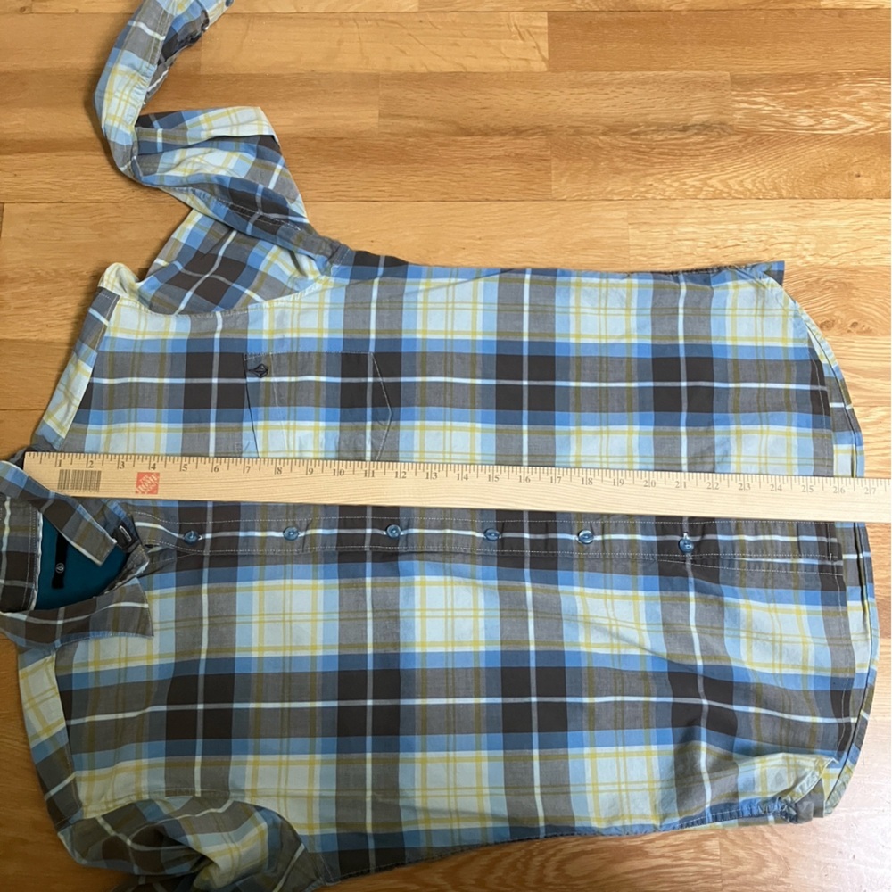 Volcom Men's Long Sleeve Button Down Plaid Shirt - Blue, Yellow, Brown and White - Picture 9 of 10